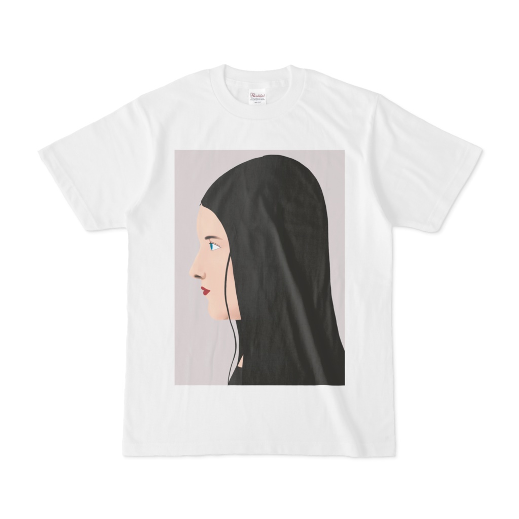 Girl Portrait of Digital Painting in ProfileのTシャツ