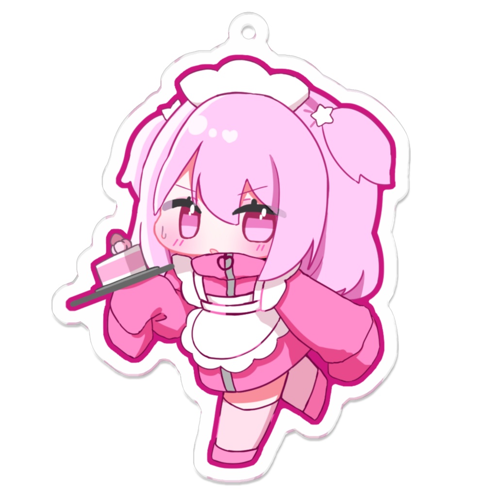 アクリルキーホルダー ピンク髪の女の子