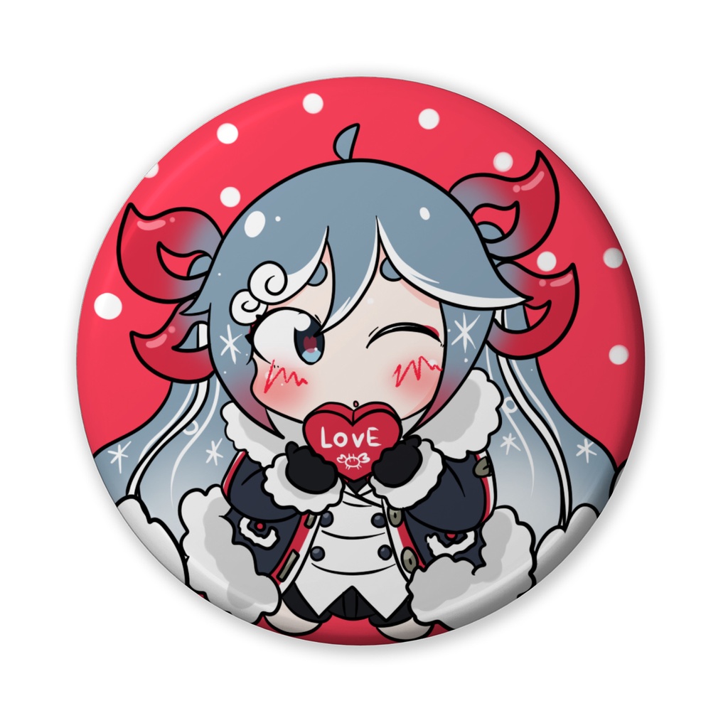 【送料込み】かにちゃんバッジ〜バレンタイン〜（56mm）
