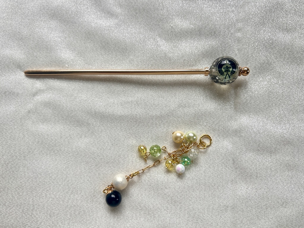 レジン製玉かんざし 刀紋入り