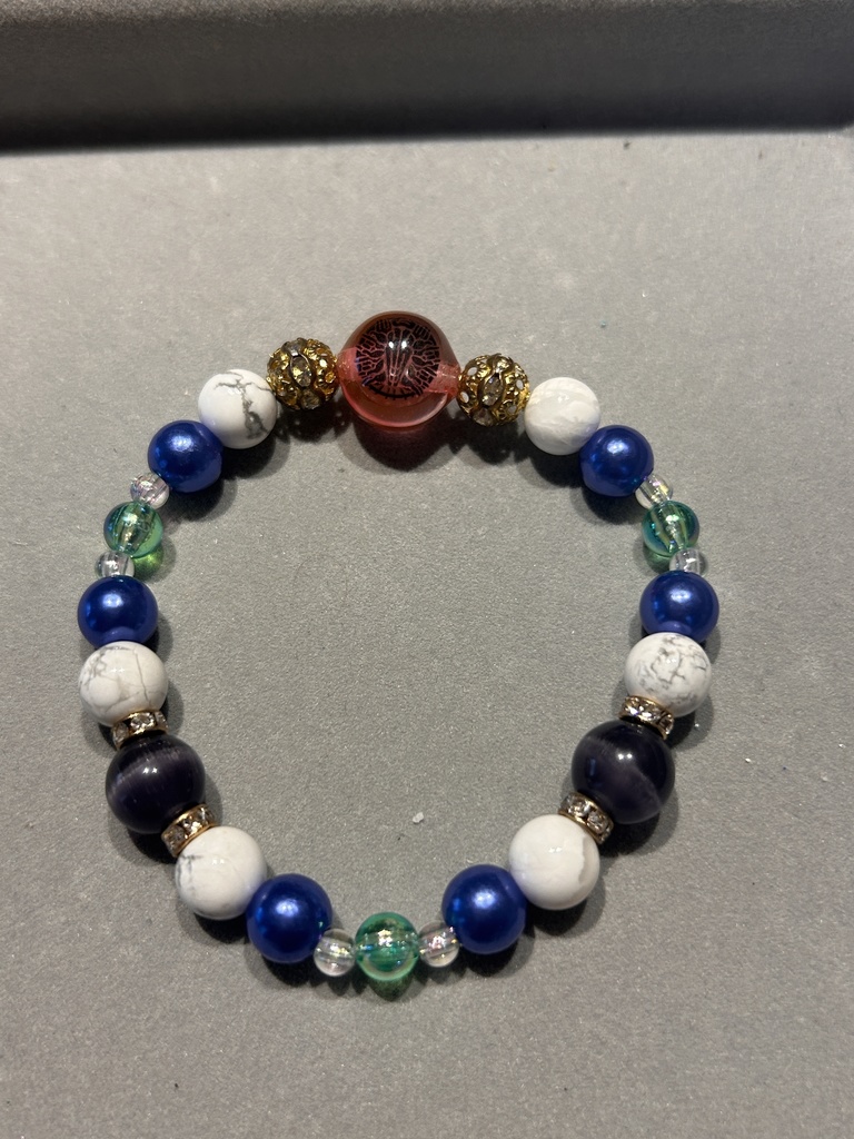 刀紋入りレジン玉つき ブレスレット