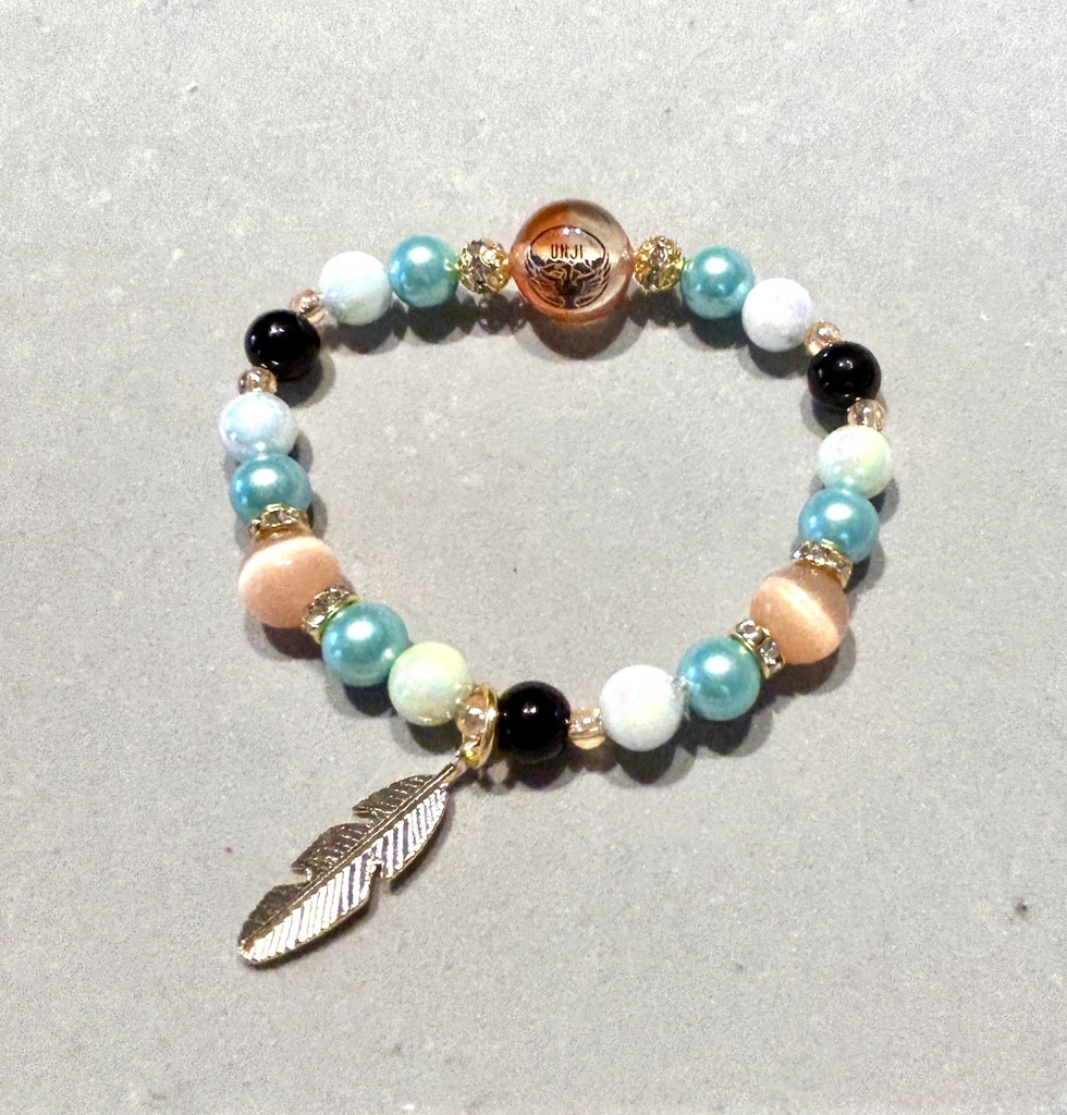 刀紋入りレジン玉つき ブレスレット