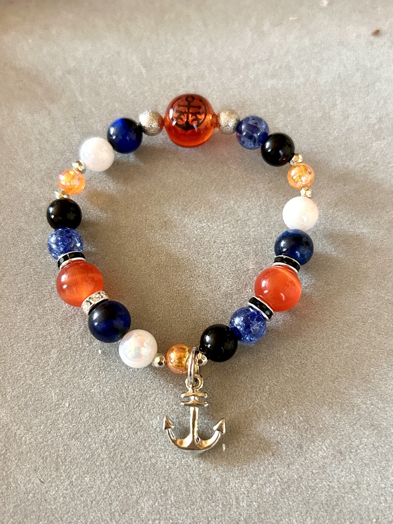 刀紋入りレジン玉つき ブレスレット