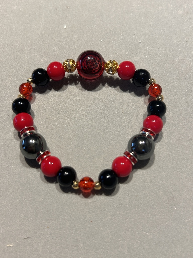 刀紋入りレジン玉つき ブレスレット