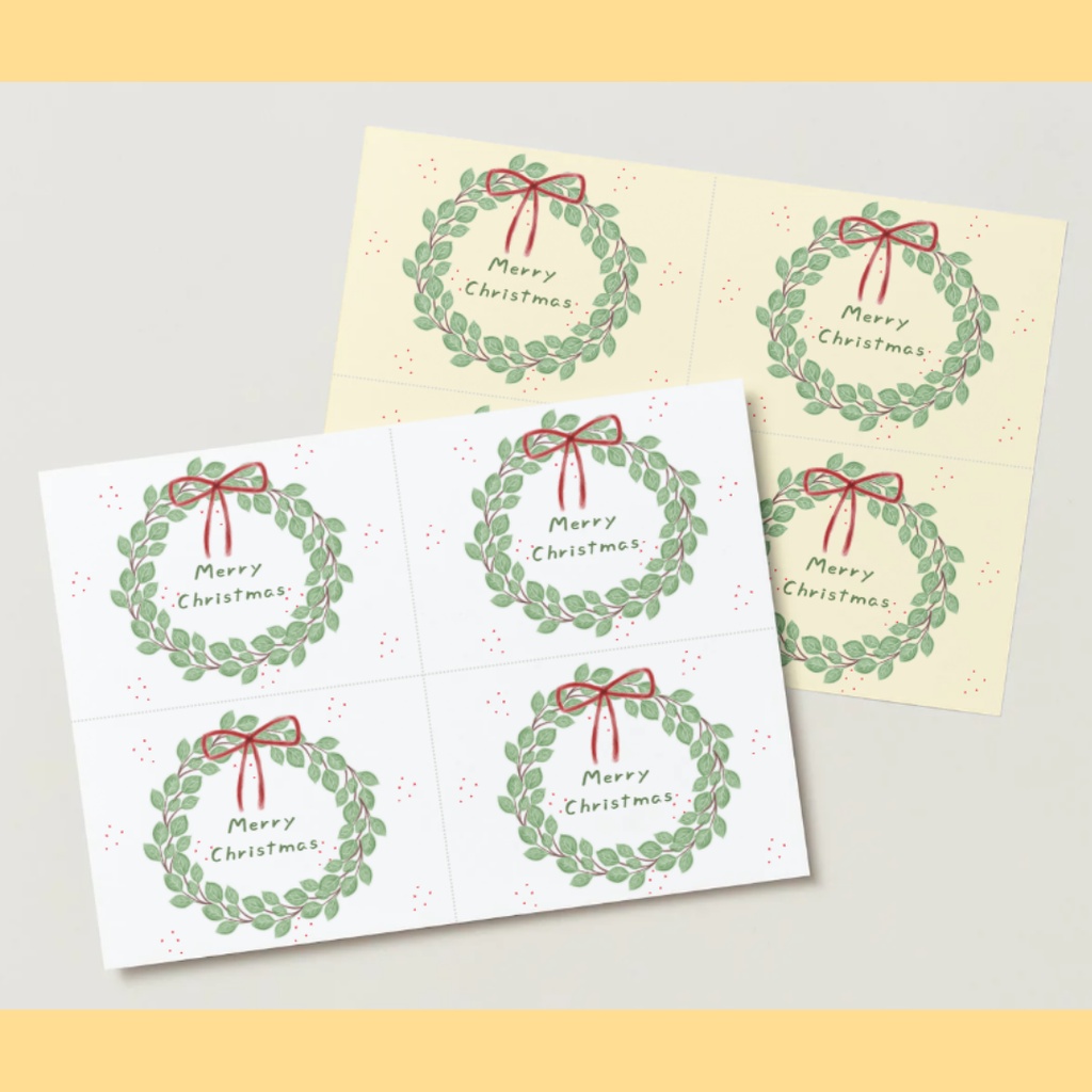 【PDF・PNG】Merry Christmas カード|A6・A4,4面|2デザイン