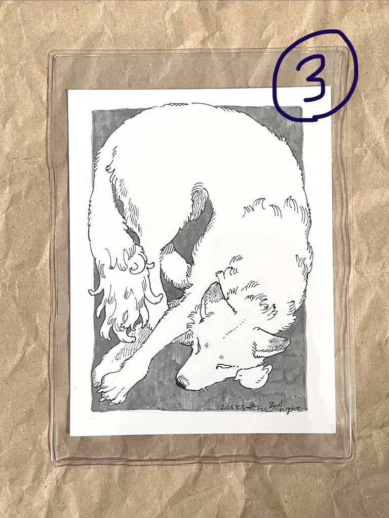 大きい犬とトリ シリーズ(原画)