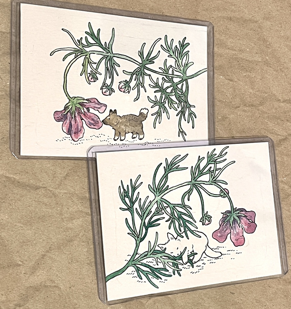 コスモスと犬　シリーズ（原画）