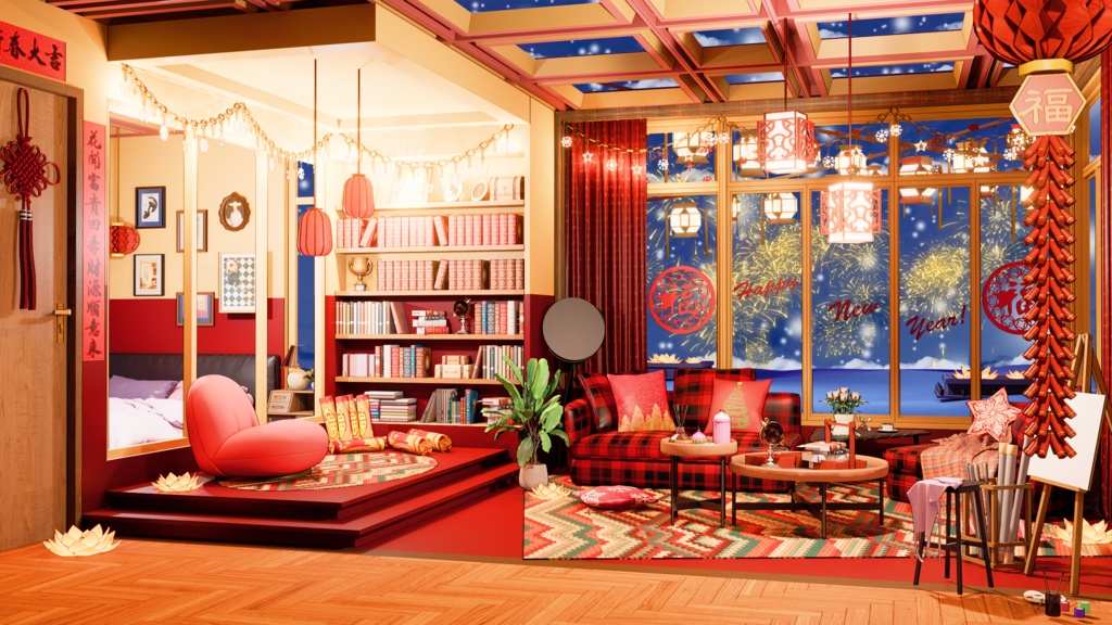 【配信背景&画面】アパートのリビングルーム(祝日を含む)【Vtuber様向け】