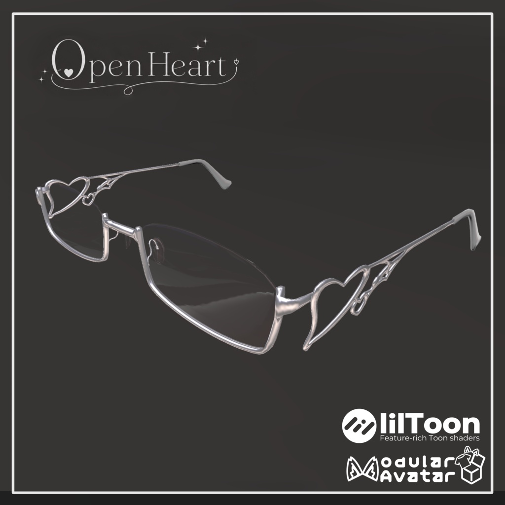【VRChat想定】UnderRimGlasses「OpenHeart」