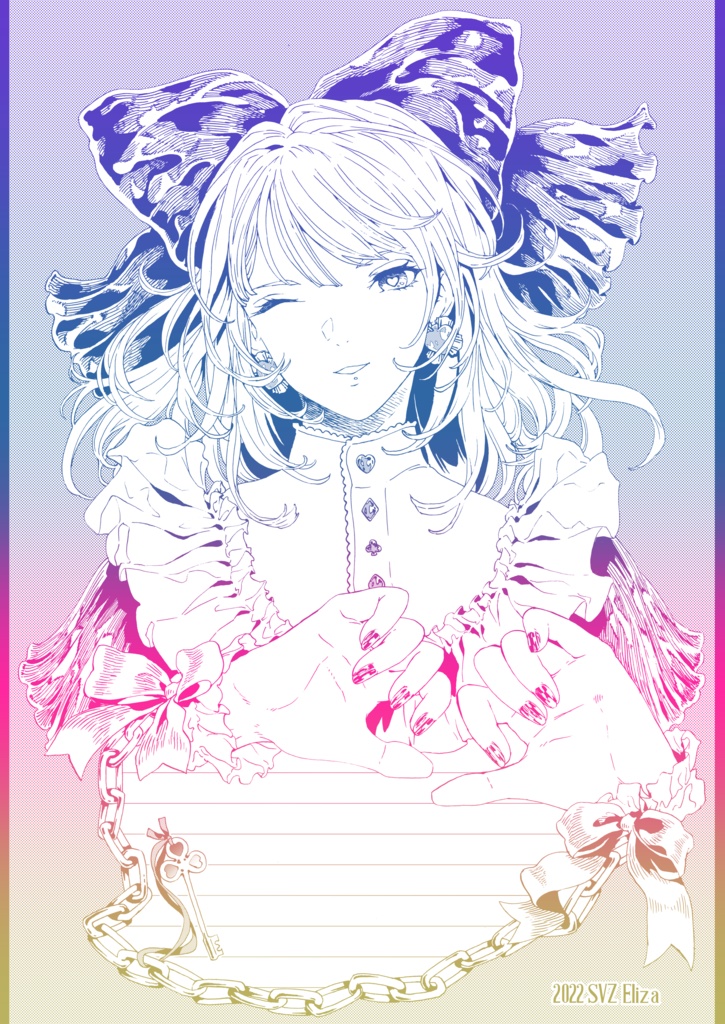 グラデ同人便箋　一次創作　handcuffs
