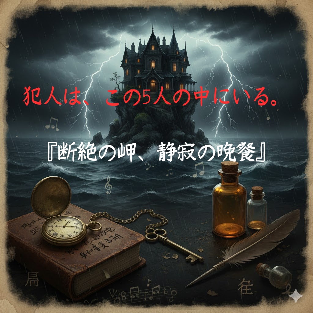 【5人用マダミス】断絶の岬、静寂の晩餐 — 嵐の孤島と密室の復讐劇