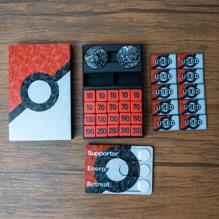 ポケカ ダメカンダイス・USEDマーカー・チェッカー&専用ケース付き