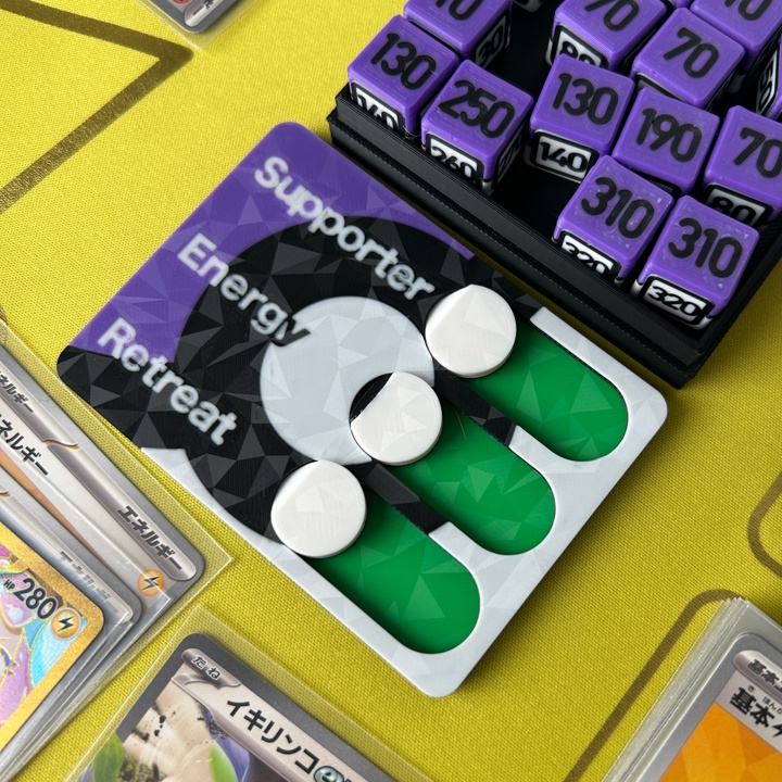 ポケカ プレイセット紫ダメカンダイス・USEDマーカー・チェッカー&ケース