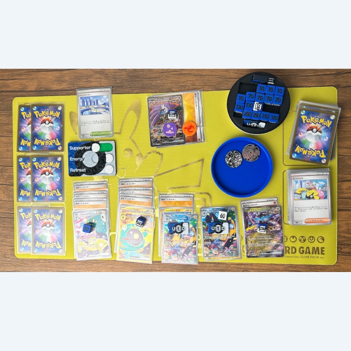 ポケカ 青ダイス&各種マーカー&チェッカー&スクリュー式ケース付き