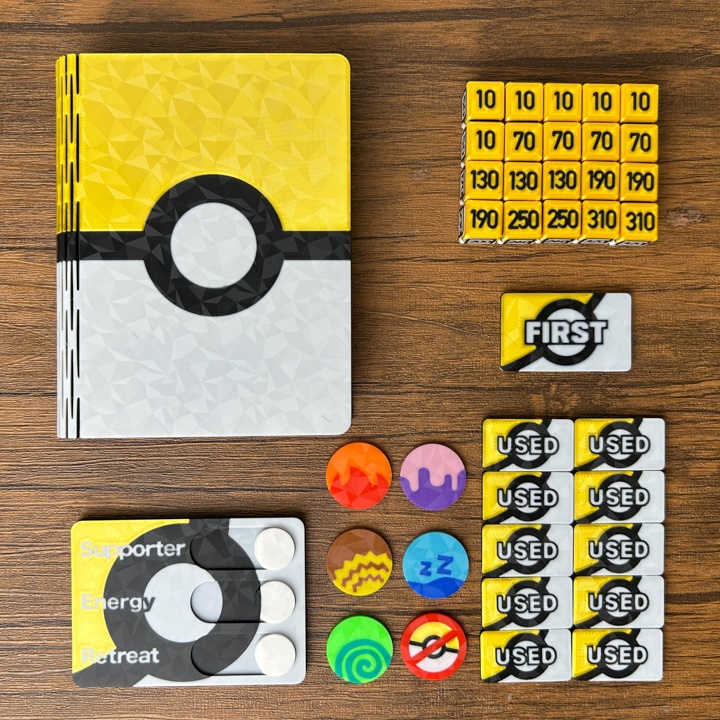 ポケカ プレイセットブック 金 ダメカンダイス/各種マーカー/チェッカー