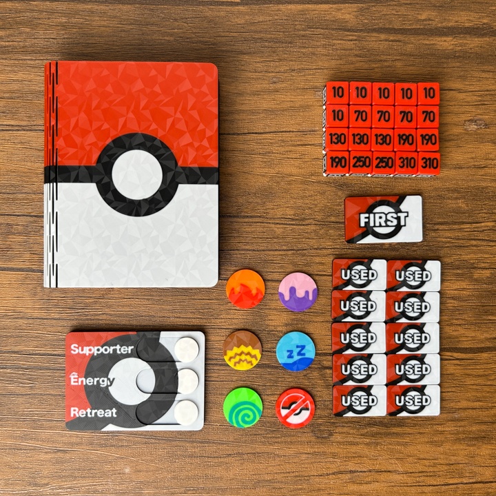 ポケカ プレイセットブック 赤 ダメカンダイス/各種マーカー/チェッカー