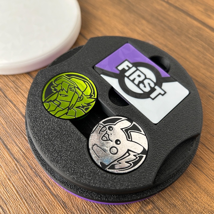 ポケカ 2段マグネットケース 紫 ダメカンダイス、各種マーカー、チェッカー