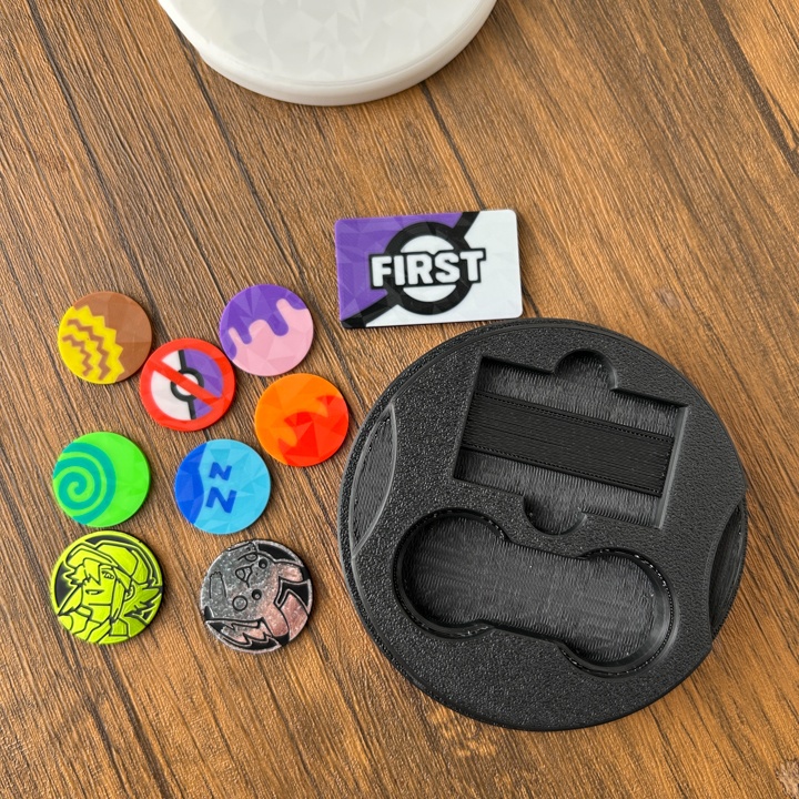 ポケカ 2段マグネットケース 紫 ダメカンダイス、各種マーカー、チェッカー