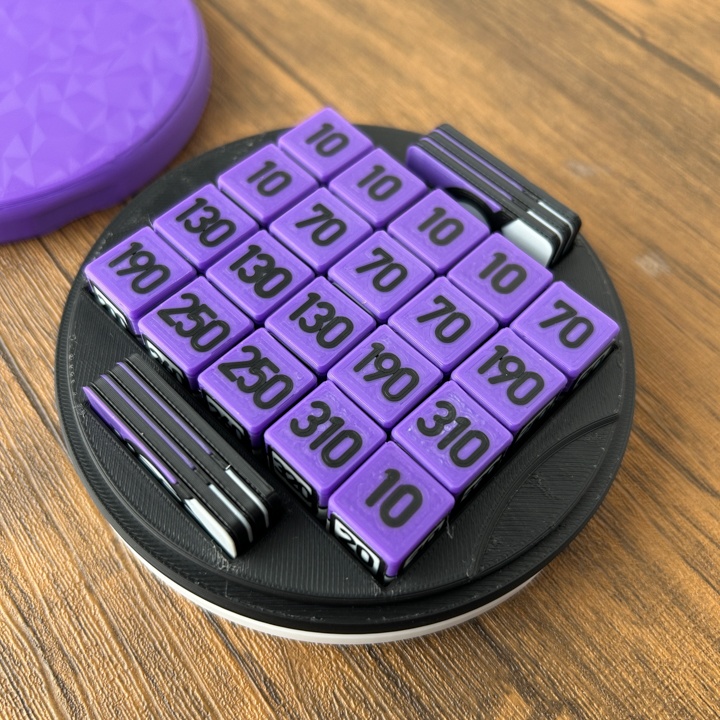 ポケカ 2段マグネットケース 紫 ダメカンダイス、各種マーカー、チェッカー