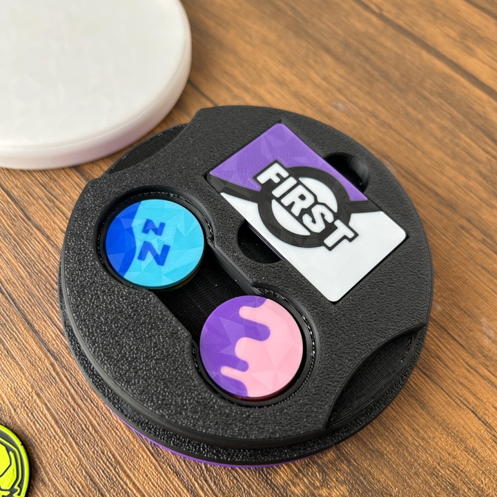 ポケカ 2段マグネットケース 紫 ダメカンダイス、各種マーカー、チェッカー