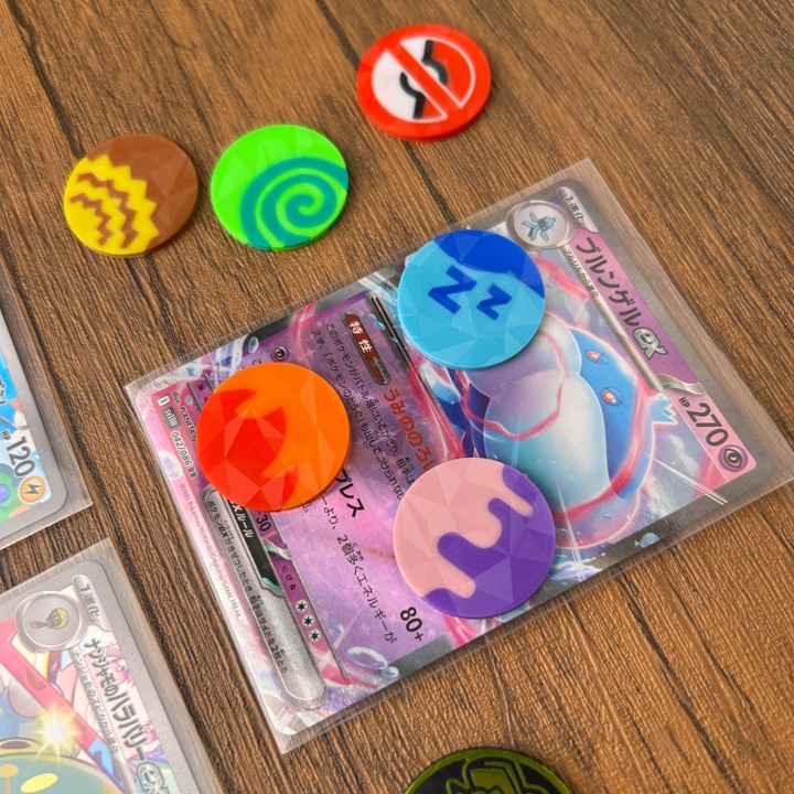 ポケカ マーカーセット 赤 USED/状態異常/グッズロック/先攻後攻