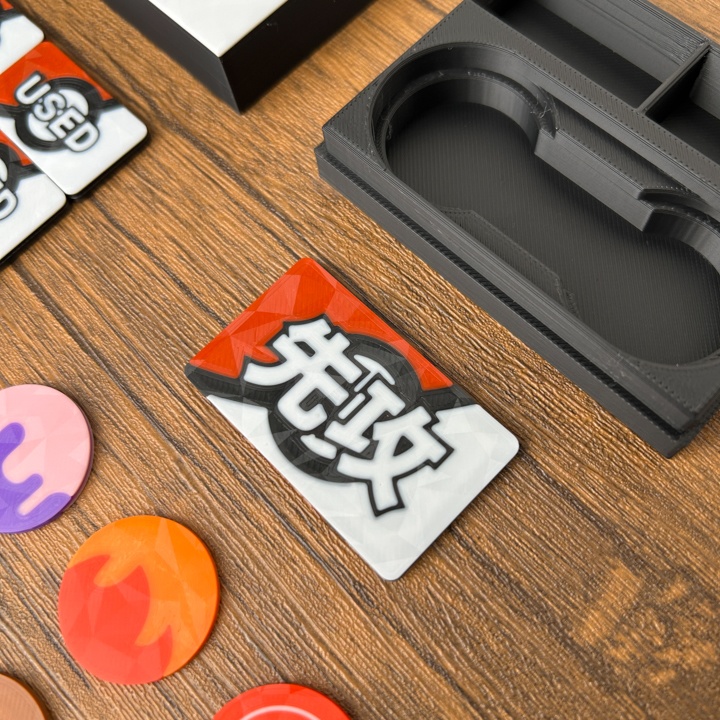 ポケカ マーカーセット 赤 USED/状態異常/グッズロック/先攻後攻