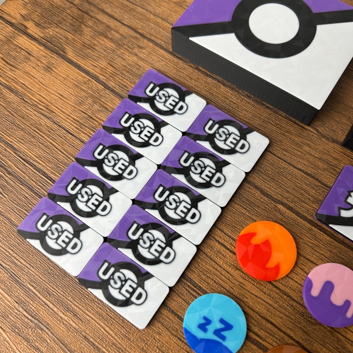 ポケカ マーカーセット 紫 USED/状態異常/グッズロック/先攻後攻