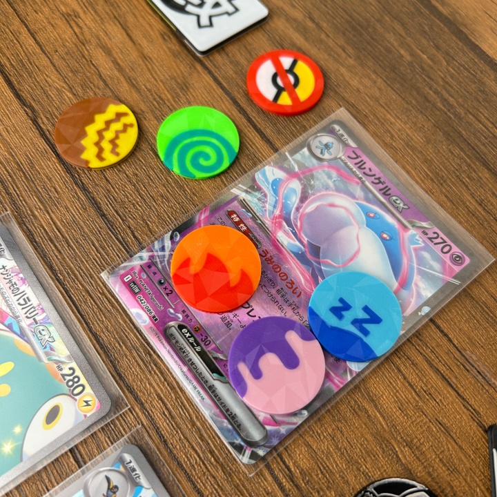 ポケカ マーカーセット 金 USED/状態異常/グッズロック/先攻後攻