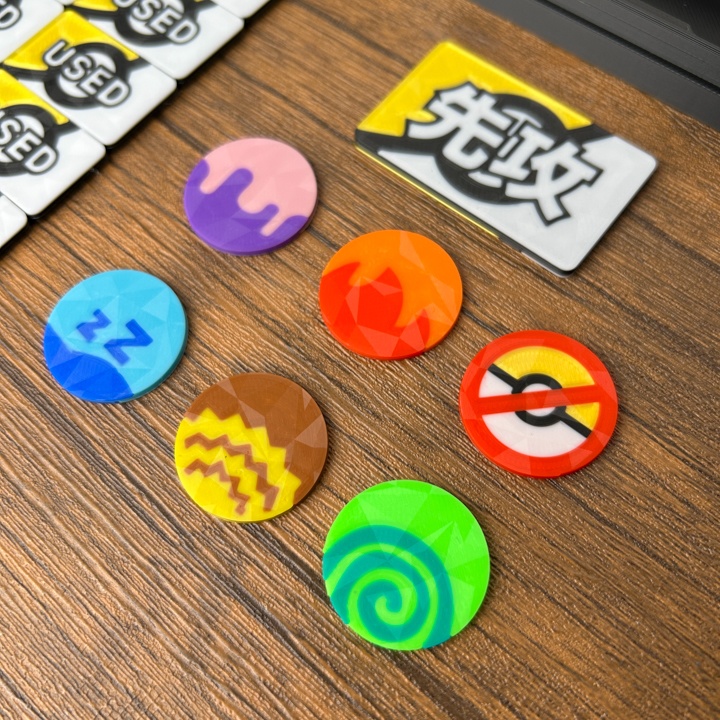 ポケカ マーカーセット 金 USED/状態異常/グッズロック/先攻後攻