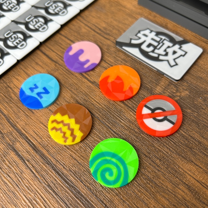 ポケカ マーカーセット 銀 USED/状態異常/グッズロック/先攻後攻