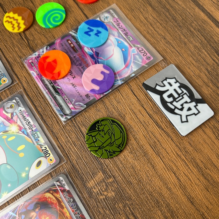 ポケカ マーカーセット 銀 USED/状態異常/グッズロック/先攻後攻