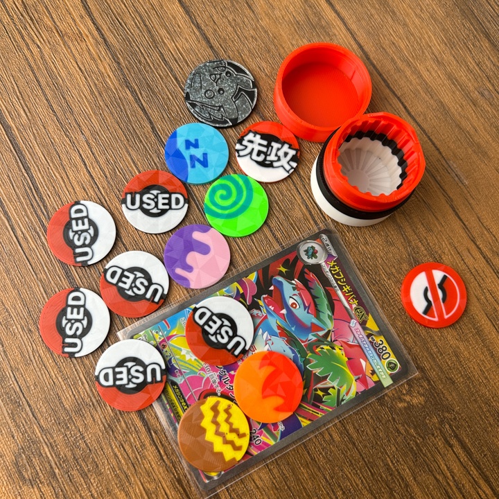 ポケカ マーカーセット スクリュー式 赤 USED/先攻後攻/状態異常