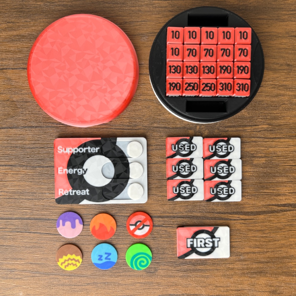 ポケカ 2段マグネットケース ピンクゴールド ダメカンダイス、各種マーカー、チェッカー