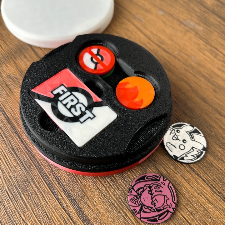 ポケカ 2段マグネットケース ピンクゴールド ダメカンダイス、各種マーカー、チェッカー