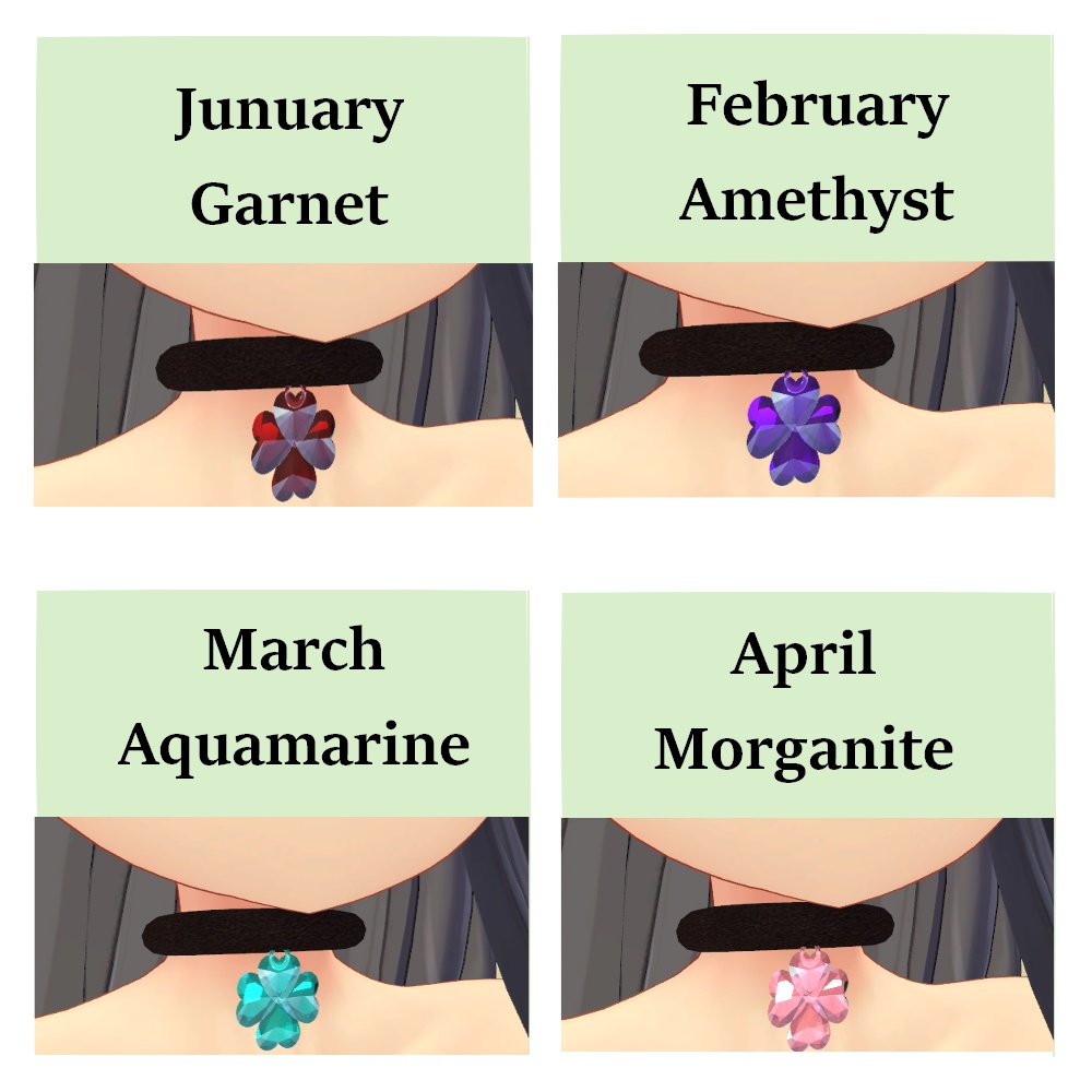 ジュエルクローバーチョーカー【PhysBone設定済】【誕生石カラー】