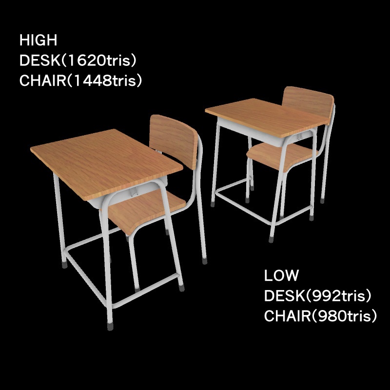 3dモデル 学校の机と椅子 Fbx Ayato3d Booth