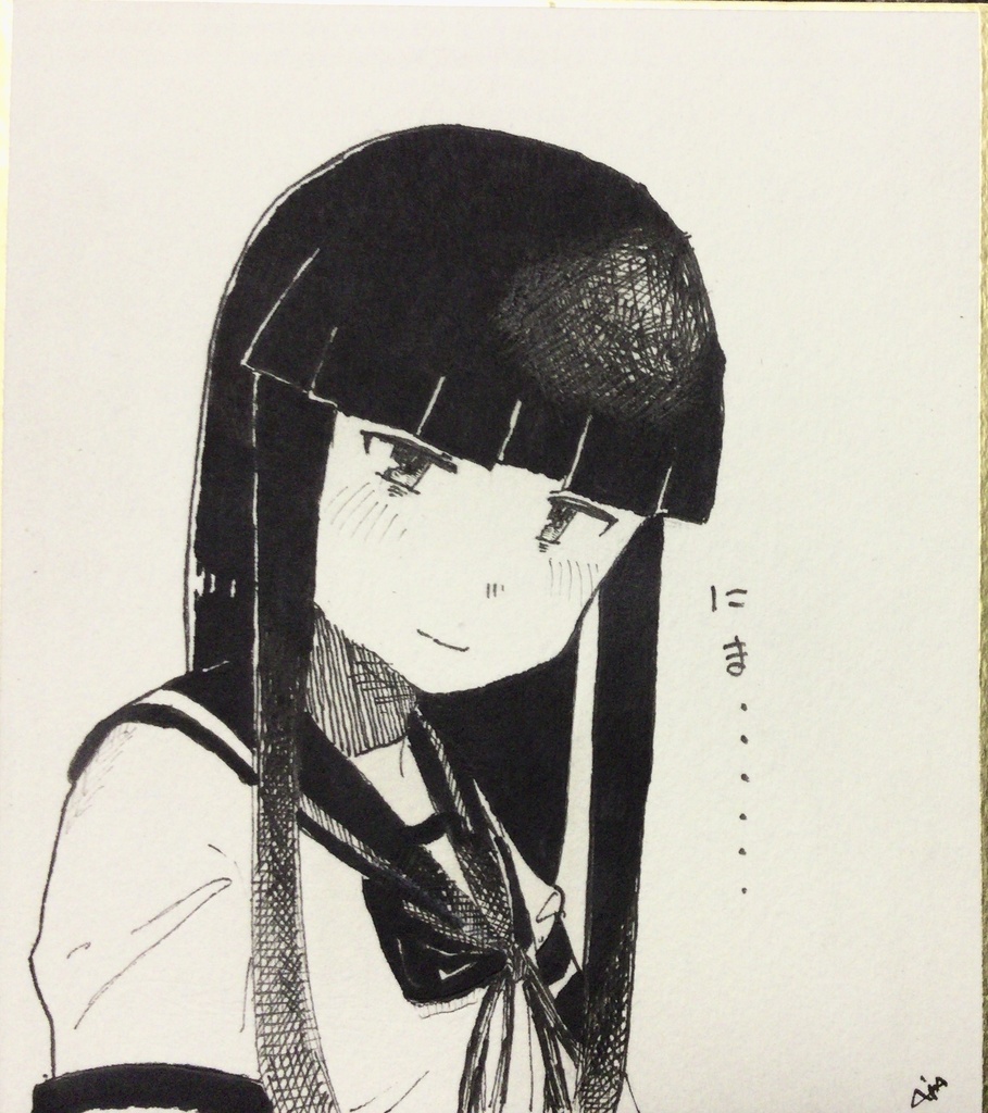 モノクロイラスト色紙(初雪)