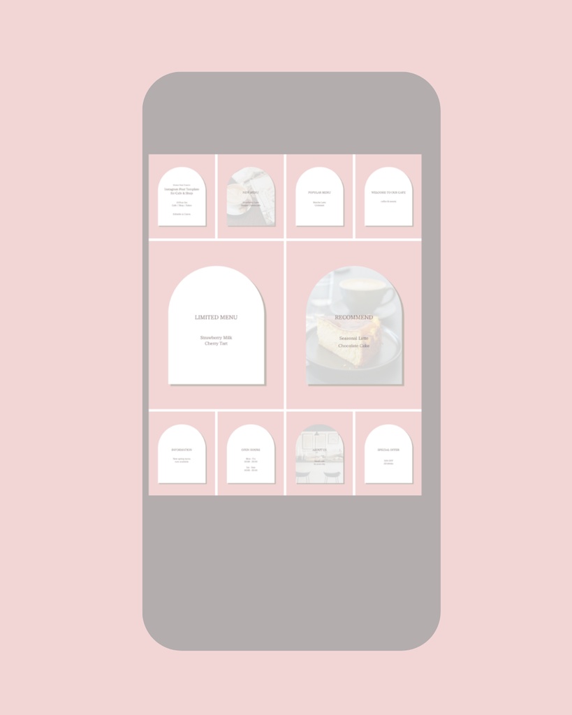 Instagram投稿テンプレート(Canva編集可・10セット)カフェ/ショップ向け