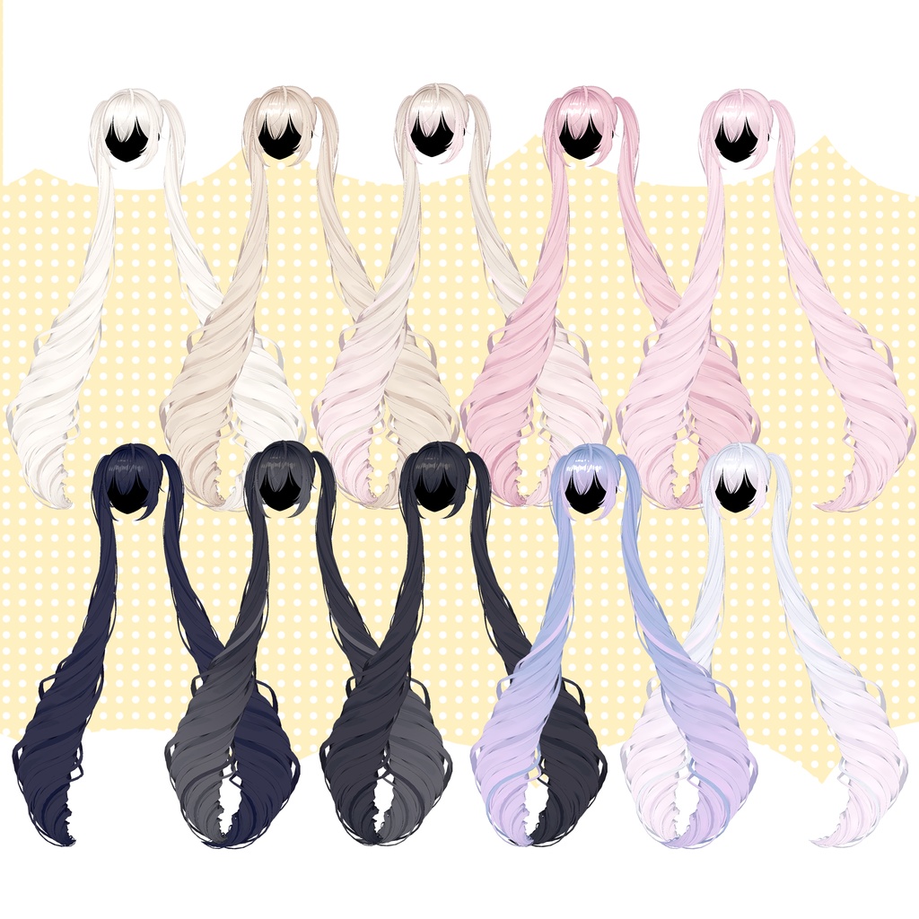 【 9アバター対応 】 Moe Long Twintail