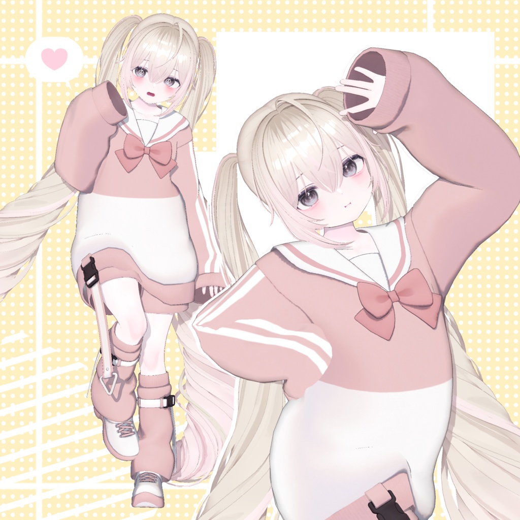 【 9アバター対応 】 Moe Long Twintail