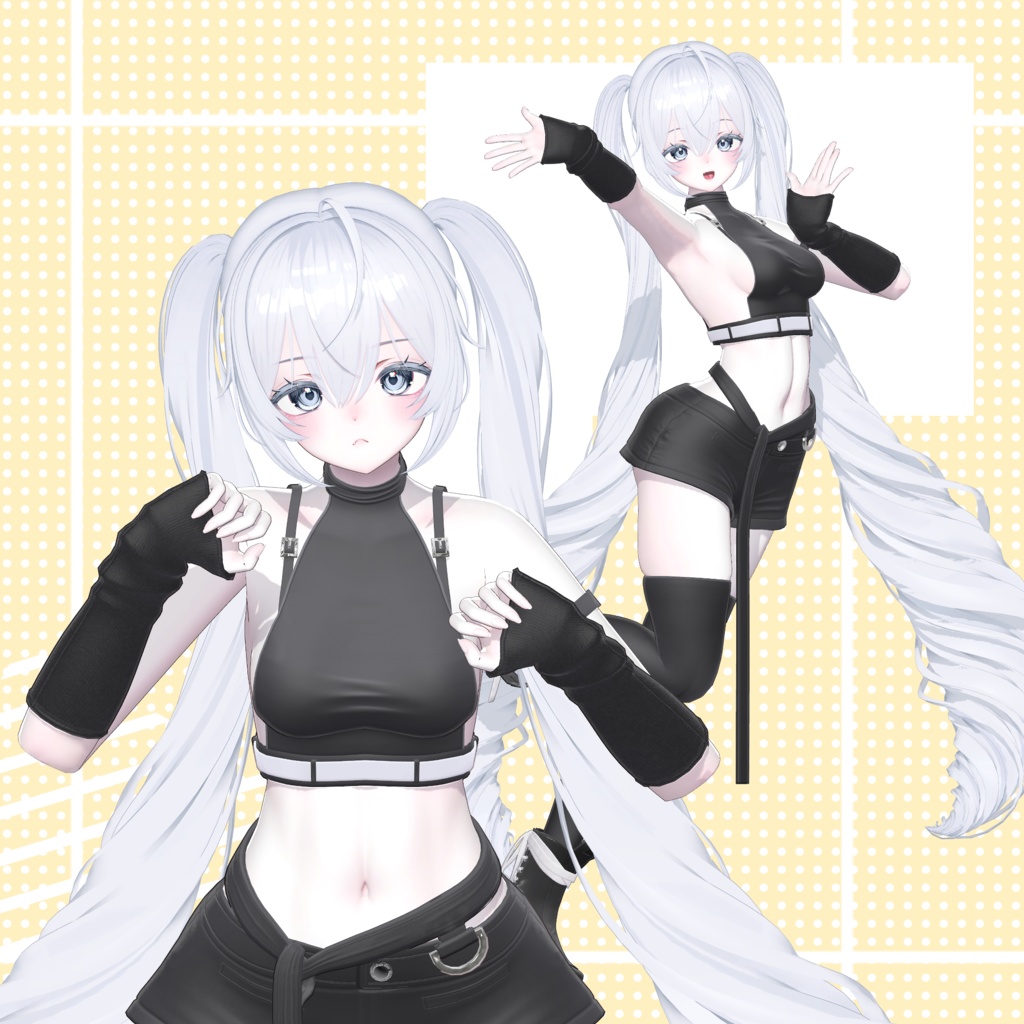 【 9アバター対応 】 Moe Long Twintail