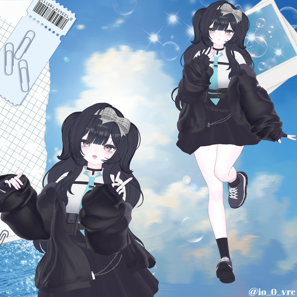 【 9アバター対応 】 Ribbon Side Half Twintail