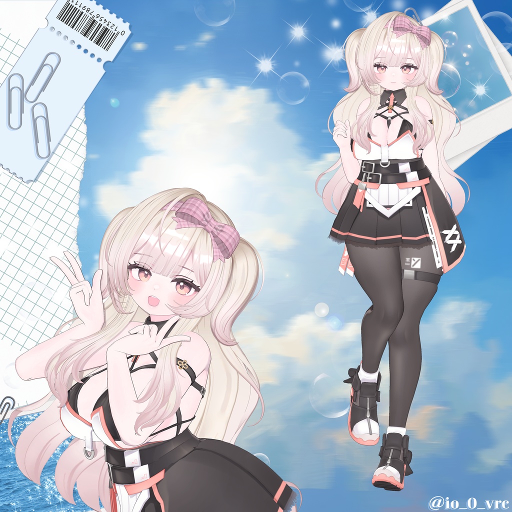 【 9アバター対応 】 Ribbon Side Half Twintail