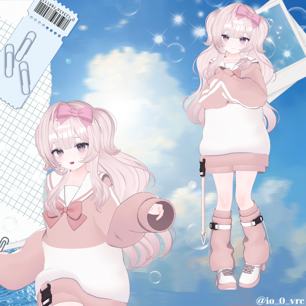 【 9アバター対応 】 Ribbon Side Half Twintail