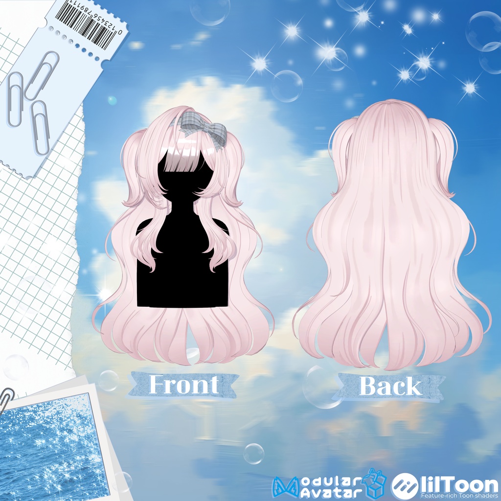 【 9アバター対応 】 Ribbon Side Half Twintail