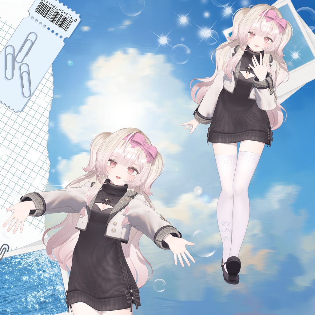 【 9アバター対応 】 Ribbon Side Half Twintail