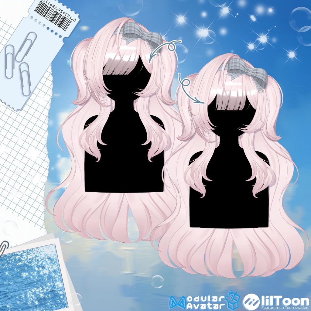 【 9アバター対応 】 Ribbon Side Half Twintail