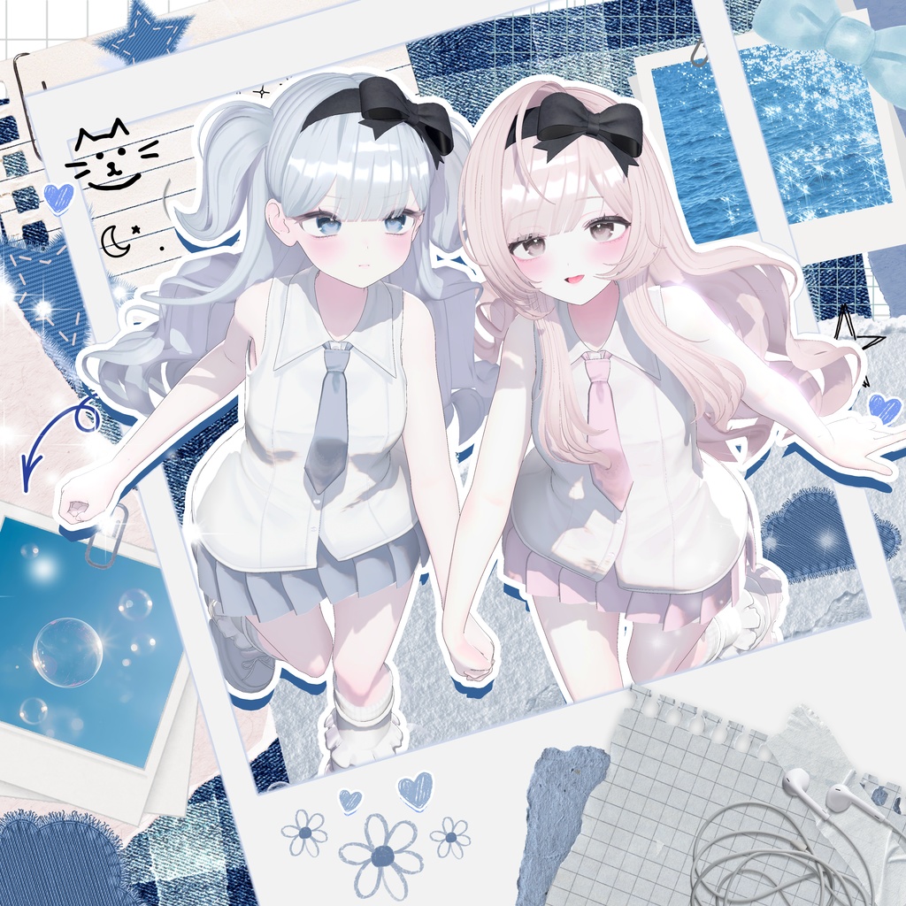 【 9アバター対応 】 Ribbon Side Half Twintail