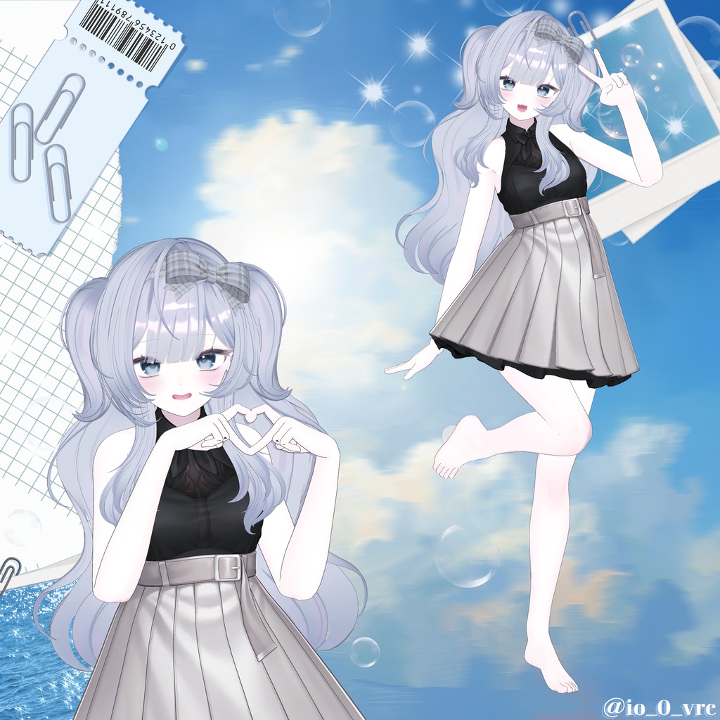 【 9アバター対応 】 Ribbon Side Half Twintail