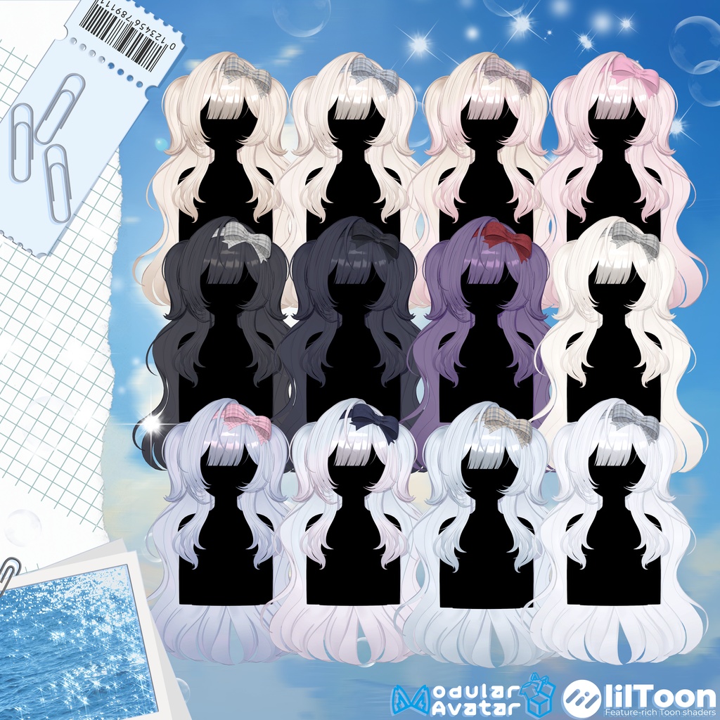 【 9アバター対応 】 Ribbon Side Half Twintail